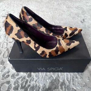 Via Spiga Leopard  Print Pony Hair Heels